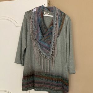 Two pieces top and accents scarf. One world brand. Worn once